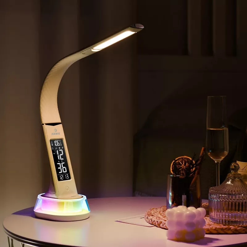 Stalinė lempa Hawk HW-LAMP05 balta LED reguliuojama – kompaktiška LED darbo lempa su reguliuojama rankena