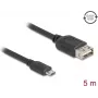 USB kabelis DELOCK 81521 — USB 2.0, Micro‑USB B į USB A, 5 m, juodas