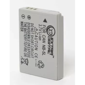 Įkraunama baterija Extra Digital NB-5L 3,7 V 1000 mAh, skirta suderinamiems kompaktiškiems fotoaparatams ir įrenginiams