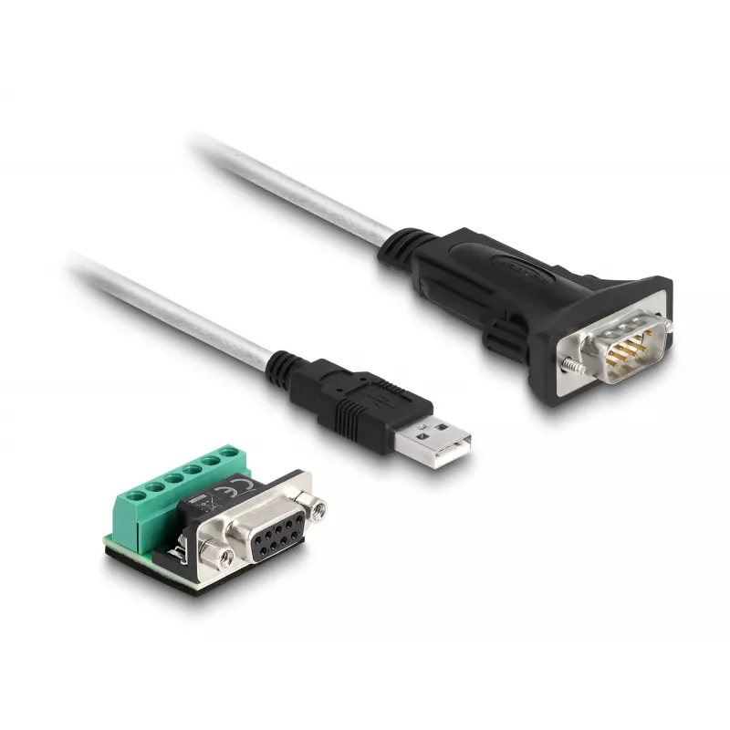 DeLOCK 63465 USB 2.0 į RS-422/RS-485 adapterinis kabelis 1,8 m, juodas/skaidrus