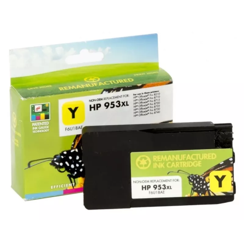 Suderinama kasetė Static Control HP 953XL (F6U18AE), geltona (nauja mikroschema)