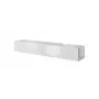 TV stovas Cama Meble SLIDE 200 — 2000×400×300 mm, baltas blizgus MDF stalviršis, baltas rėmas
