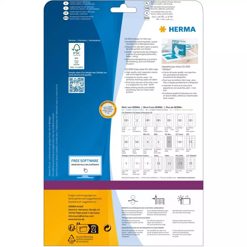 CD įdėklas HERMA 121x242 mm