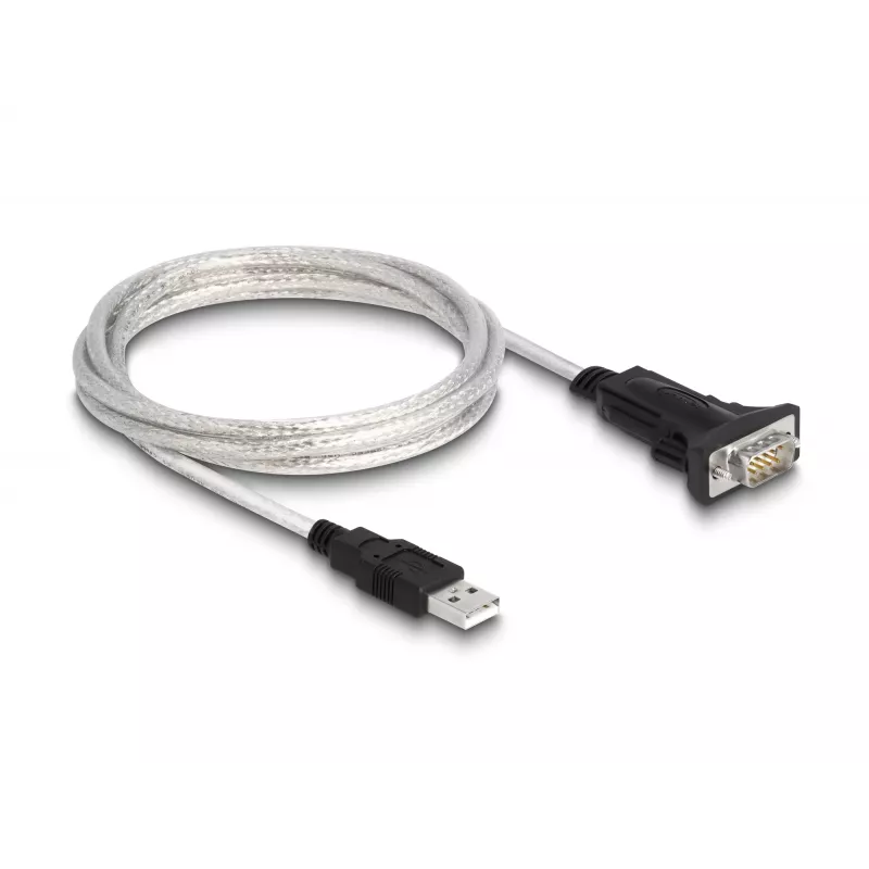 DeLOCK 63465 USB 2.0 į RS-422/RS-485 adapterinis kabelis 1,8 m, juodas/skaidrus