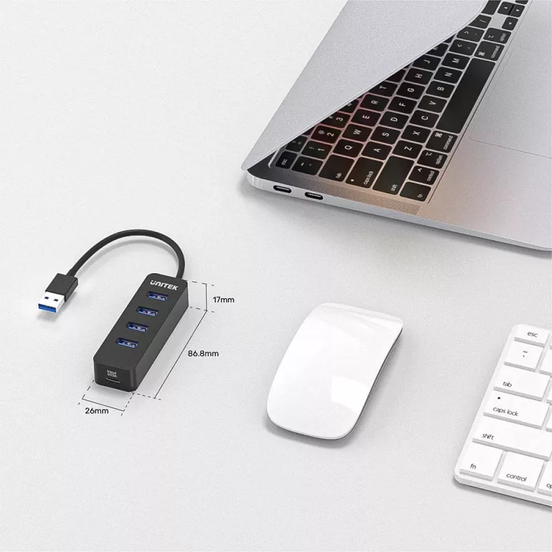 UNITEK uHUB Q4 USB 3.2 Gen 1 (3.1 Gen 1) Type-A 5000 Mbit/s Juodas