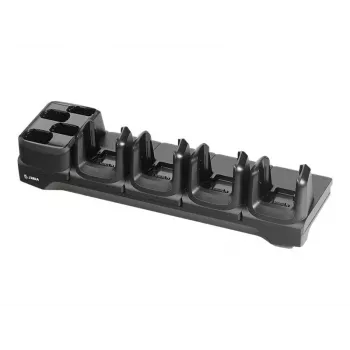 Zebra CRD-MC33-4SE4BC-01 kroviklis su Ethernet dokstote, 4 įrenginiai + 4 atsarginės baterijos, AC, juoda