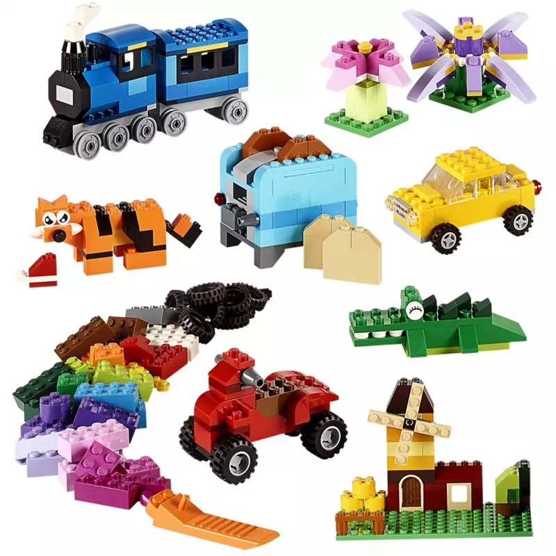 LEGO 10696 Classic Medium Kūrybinė Plytų Dėžutė – 484 Spalvingos Plytos, Langas, Ratai, Idėjų Pradžiai