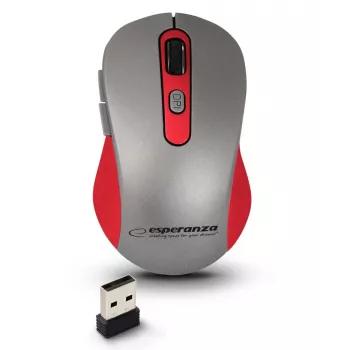 Belaidė optinė pelė ESPERANZA EM131R 2.4 GHz, 1600 DPI, ambidekstrinė, nano USB imtuvas, 6 mygtukai, pilka