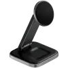 SATECHI 3-in-1 Sulankstomas Qi2 belaidis įkrovimo stovas (Space Gray) su A, C, G kištukais