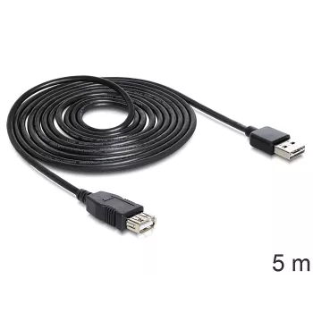 USB kabelis DeLOCK EASY-USB 2.0-A 5m Juodas