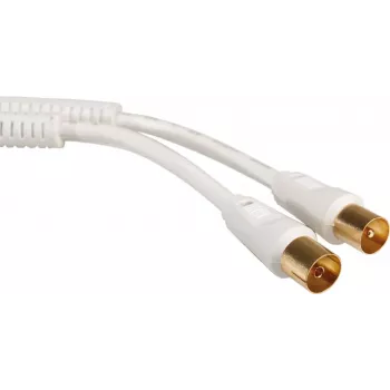 - Antennenkabel - IEC-Anschluss männlich bis IEC-Anschluss weiblich - 5 m - abgeschirmt - 100 dB - weiß