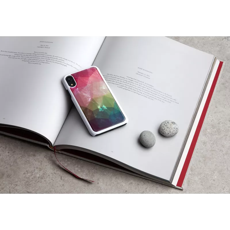 iKins dėklas iPhone XR – vandens gėlių raštas, baltas