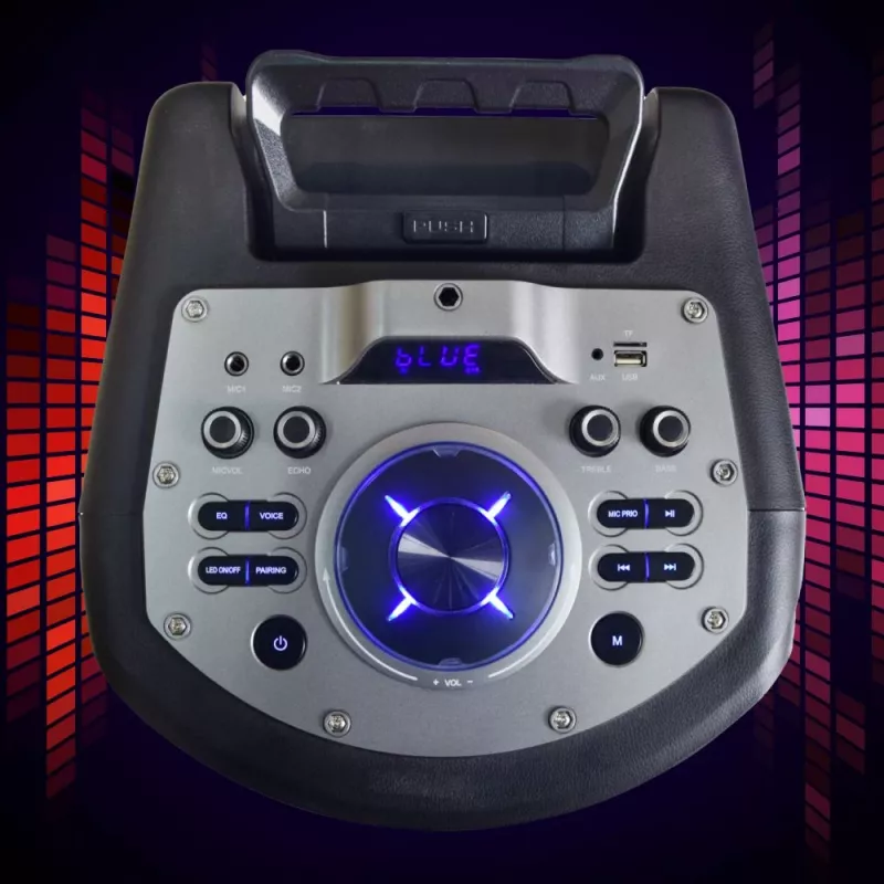 Nešiojamas Bluetooth karaoke garsiakalbis MANTA SPK0803B140 140W, su baterija, MIC/USB/microSD, FM, ekvalaizeriu, ratais