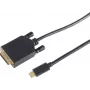 Vaizdo kabelio adapteris S/CONN 10-58045 3 m DVI-D USB Type-C juodas