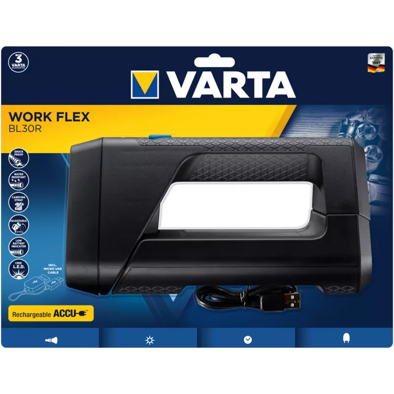 Rankinis žibintuvėlis Varta Work Flex Black LED 600 lm IPX4 2600 mAh