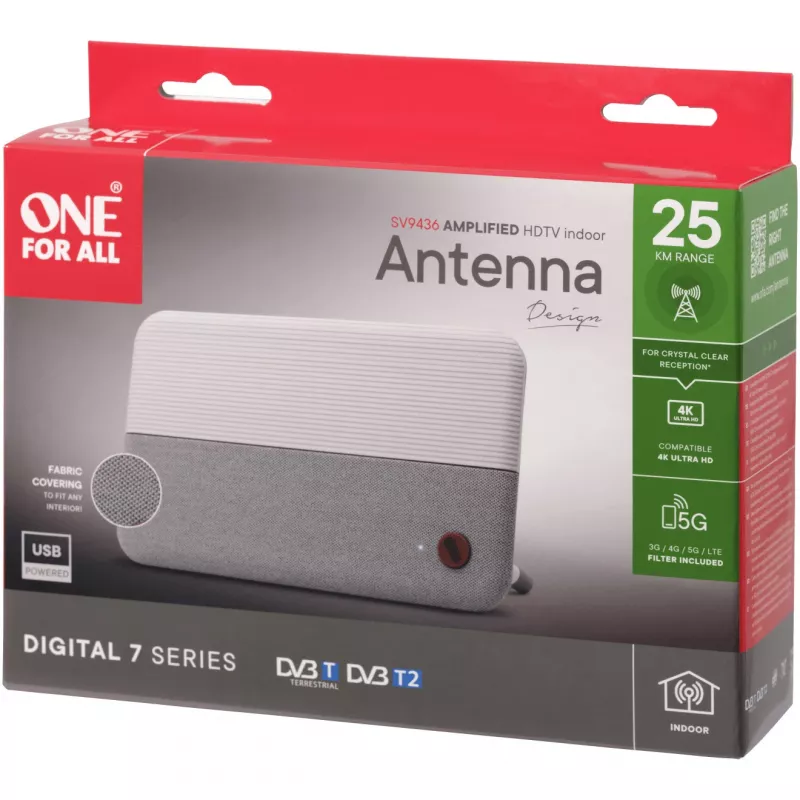 One for All DVB-T2 1080p audalinė antena balta SV9436-5G