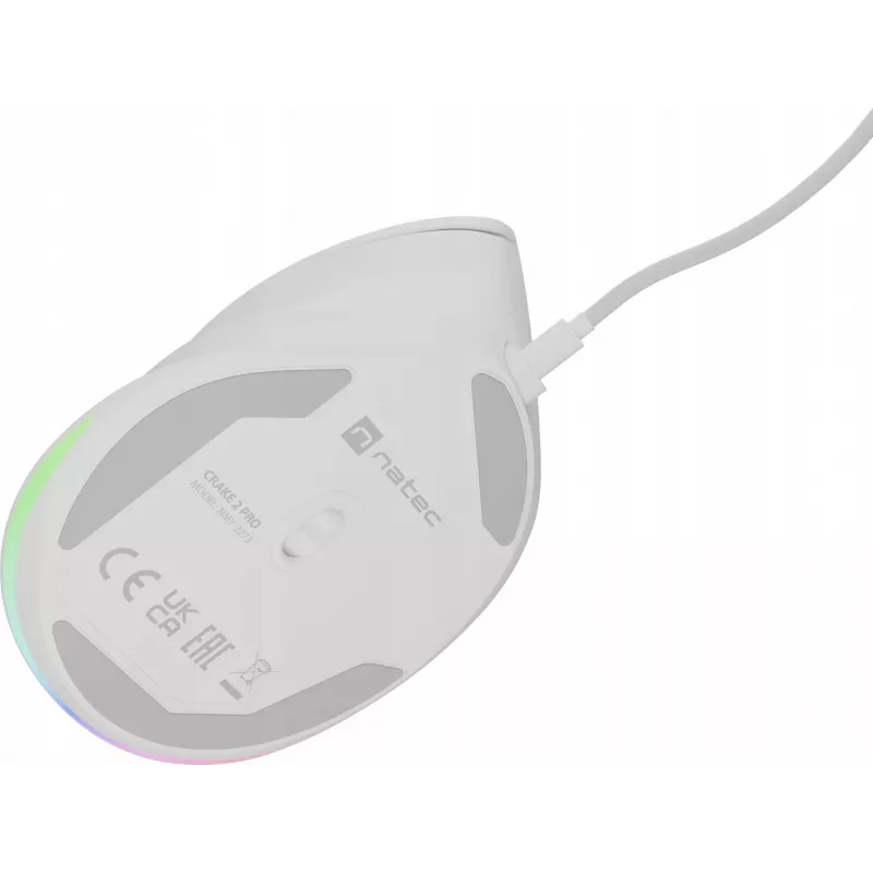 NATEC Crake 2 Pro vertikali pelė USB baltas 12800 DPI