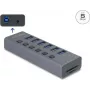 USB 3.0 išorinis 6 prievadų šakotuvas DELOCK 64237 su atskirais jungikliais ir SD/MicroSD kortelių lizdu