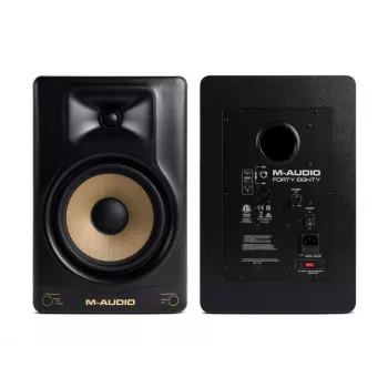 Aktyvus monitoriaus garsiakalbis M-Audio Forty Eighty, 80 W, dvipusis, 8 col. žemųjų dažnių garsiakalbis, 1,25 col. aukštųjų dažnių garsiakalbis, XLR/TRS įėjimai, MDF korpusas