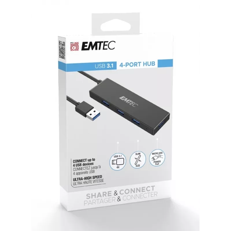 USB 3.2 Gen 1 šakotuvas Emtec T620A Type-A Classic 4 prievadai