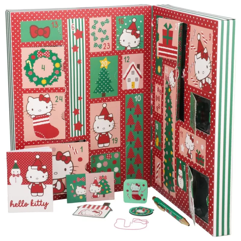 Adventinis kalendorius Paladone Hello Kitty Kanceliariniai reikmenys 24 dienų rinkinys su kasdienėmis dovanėlėmis