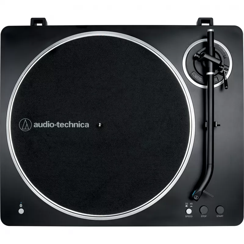 Patefono grotuvas Audio-Technica AT-LP70XBTBS, juodas/sidabrinis, visiškai automatinis, diržinė pavara, Bluetooth, integruotas fono išankstinis stiprintuvas