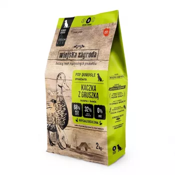 Sausas šunų ėdalas Wiejskazagroda Antis su Kriauše 2 kg – pilnavertis granules suaugusiems šunims