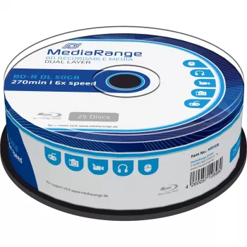 BD-R DL tuščias Blu-ray diskas MediaRange MR508 50 GB 25 vnt.