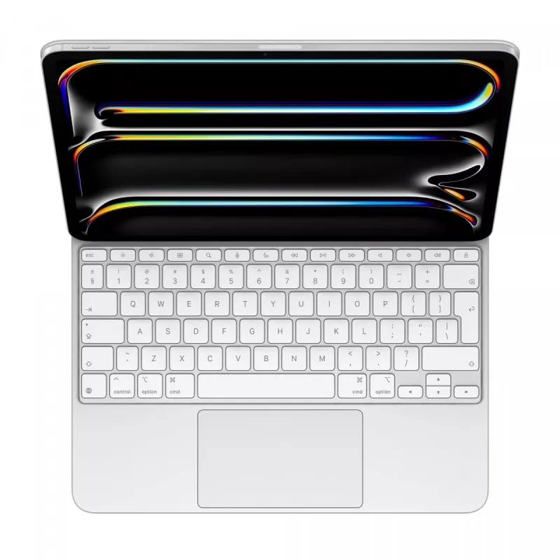 “Apple Magic Keyboard” belaidė klaviatūra su dėklu, skirta iPad Pro 13 colių M4, QWERTY išdėstymas, balta