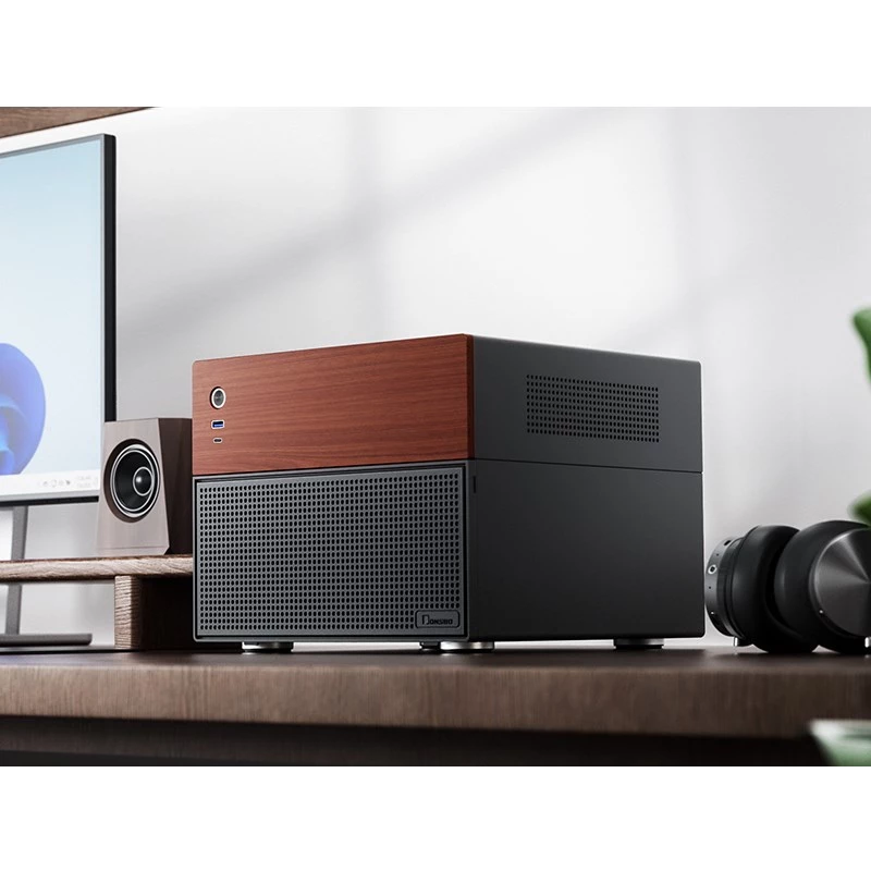 Jonsbo N4 Microtower korpusas juodas, tvirtas plieninis kompaktiškas PC korpusas