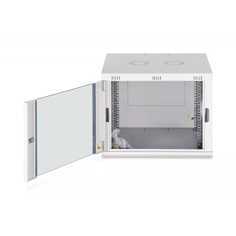 Ant sienos montuojamas 19 colių spintos korpusas DIGITUS Dynamic-N DN-37106 — 9U, 600×600 mm, IP20, su rakinamomis durelėmis