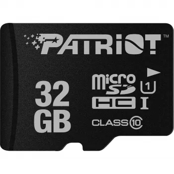 „Patriot PSF32GMDC10“ microSDHC atminties kortelė – 32 GB, UHS-I, Class 10 (U1), V10, 80 MB/s, juoda