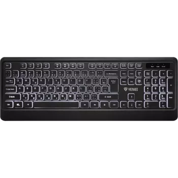USB klaviatūra su foniniu apšvietimu, tyli membraninė, žemo profilio klavišais