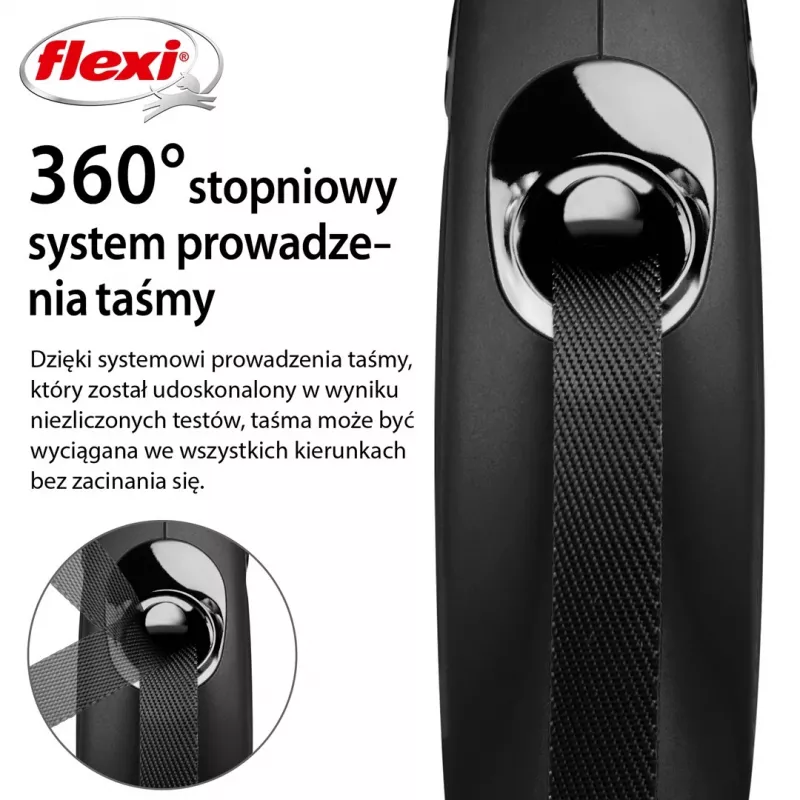 Flexi New CLASSIC 5 m Juodas šuns ištraukiamas pavadėlis