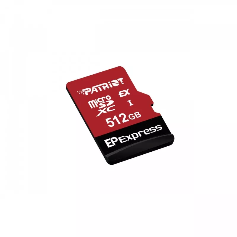 PATRIOT PEF512GEPEXMCX MicroSDXC atminties kortelė 512 GB UHS-I U3 V30 Class 10, skaitymas 800 MB/s, rašymas 600 MB/s, apsauga nuo įrašymo