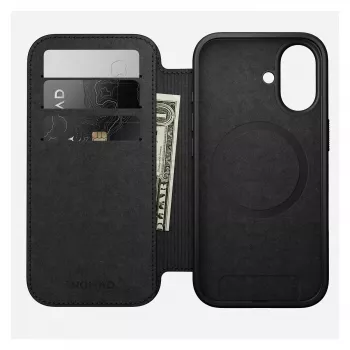 Nomad NM014209858 odinis dėklas-folio Apple iPhone 17, 16 cm (6,3 colio), rudas, 4 kortelių kišenės