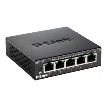 D-Link DES-105 nevaldomas L2 jungiklis, 5x Fast Ethernet, metalinis korpusas