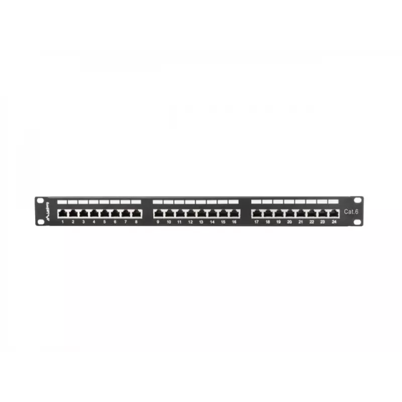 Pataisos skydelis 1U LANBERG PPS6-1024-B, 24 prievadų Cat6, metalinis, juodas, 442×114.5×44,5 mm