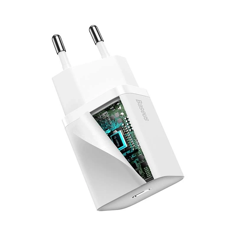Baseus Super Si belaidis įkroviklis 20W USB-C PD baltas
