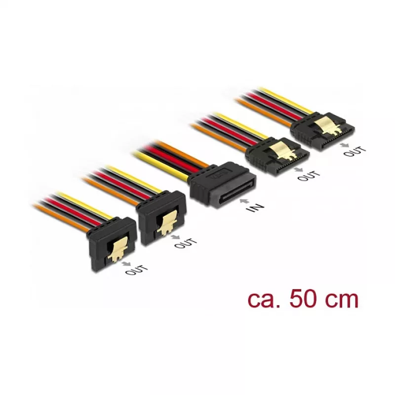 Vidinis maitinimo kabelis DeLOCK 60152 0,5 m 4 x SATA 15-pin
