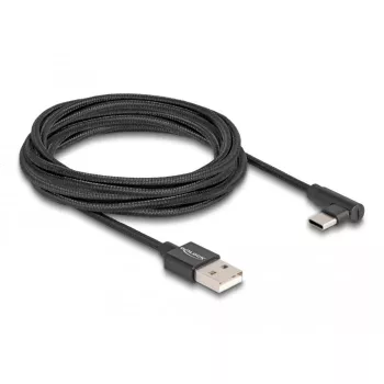 DeLOCK USB 2.0 kabelis, USB-A (vyriškas) į USB-C (vyriškas, kampuotas), 3 m, juodas