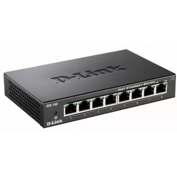 D-Link DES-108 juodas 8 prievadų Fast Ethernet jungiklis
