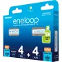 Įkraunamos baterijos Panasonic Eneloop AA 2000 mAh (4 vnt.) ir AAA 800 mAh (4 vnt.), Ni‑MH, 1,2 V, 8 vnt.