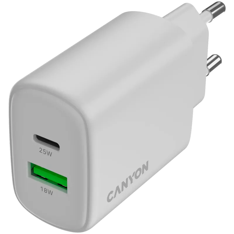 CANYON OnCharge 250 25W 1xPD 1xQC EU Baltas
