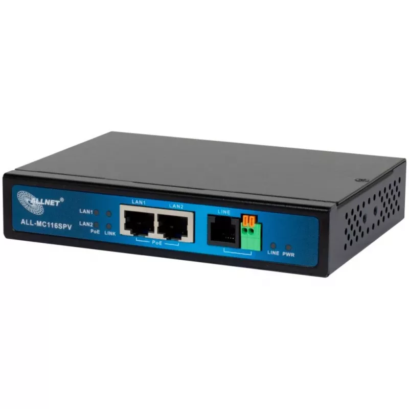 ALLNET ALL-MC116SPV-VDSL2 VDSL2 tiltinis modemas su 2x PoE prievadais (IEEE 802.3at, 30W/portui, 60W biudžetas)