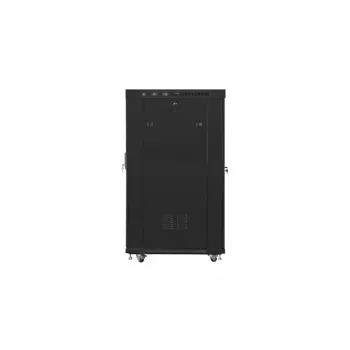 Laisvai pastatomas 19 colių 22U 800x1000 stiklinėmis durimis LCD (plokščia pakuotė) V2 juodos spalvos Lanberg FF01 serijos serverio spinta