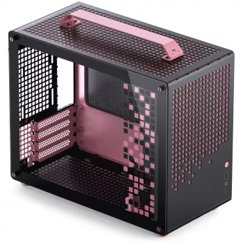 Jonsplus MATX Handle Case Z20 Black-Pink – Mini/Micro/Flex-ATX korpusas su nešimo rankena