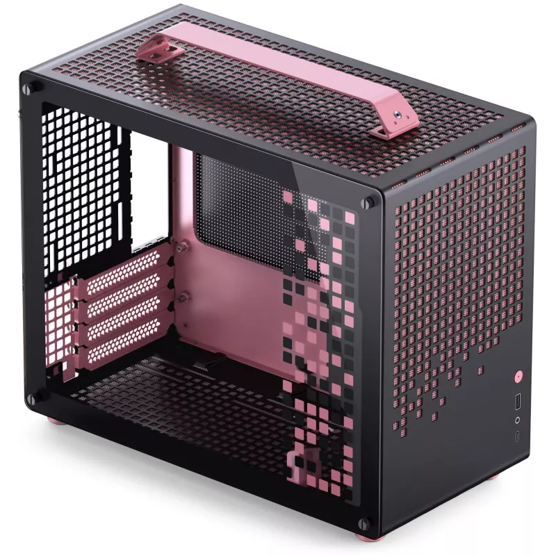 Jonsplus MATX Handle Case Z20 Black-Pink – Mini/Micro/Flex-ATX korpusas su nešimo rankena