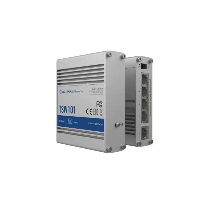 Teltonika TSW101 nevaldomas PoE jungiklis 5xGbE 4xPoE+