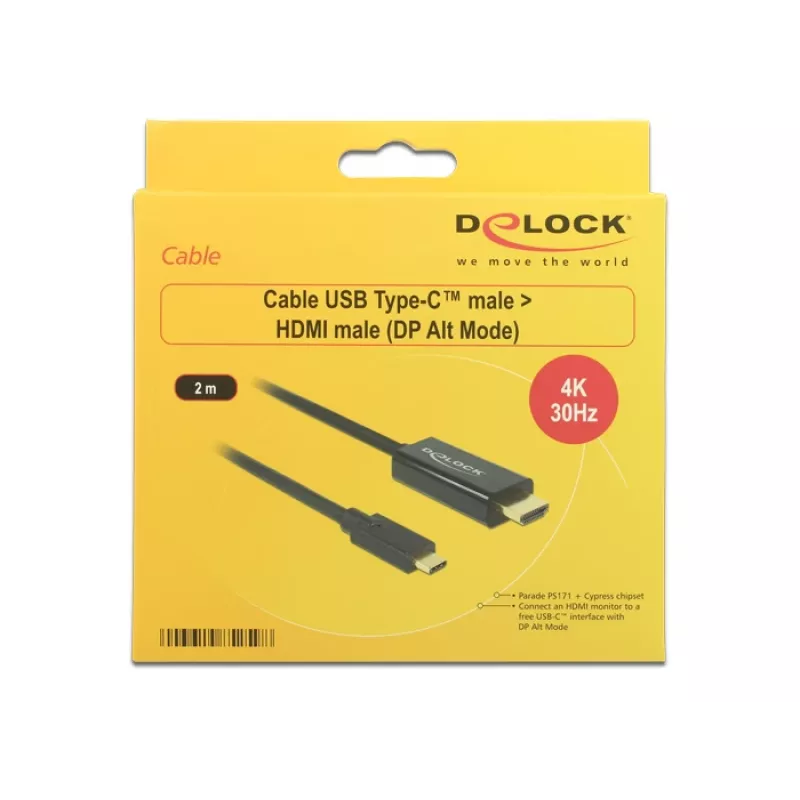 Vaizdo kabelio adapteris DeLOCK 85259 USB Type-C į HDMI 2m Juoda